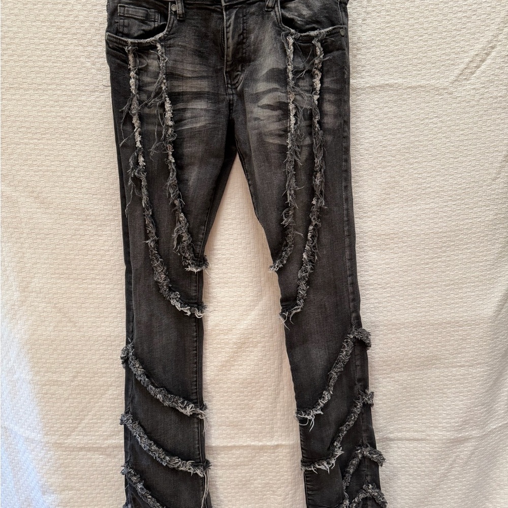 Evolution in Design Distressed Black Skinny Jeans